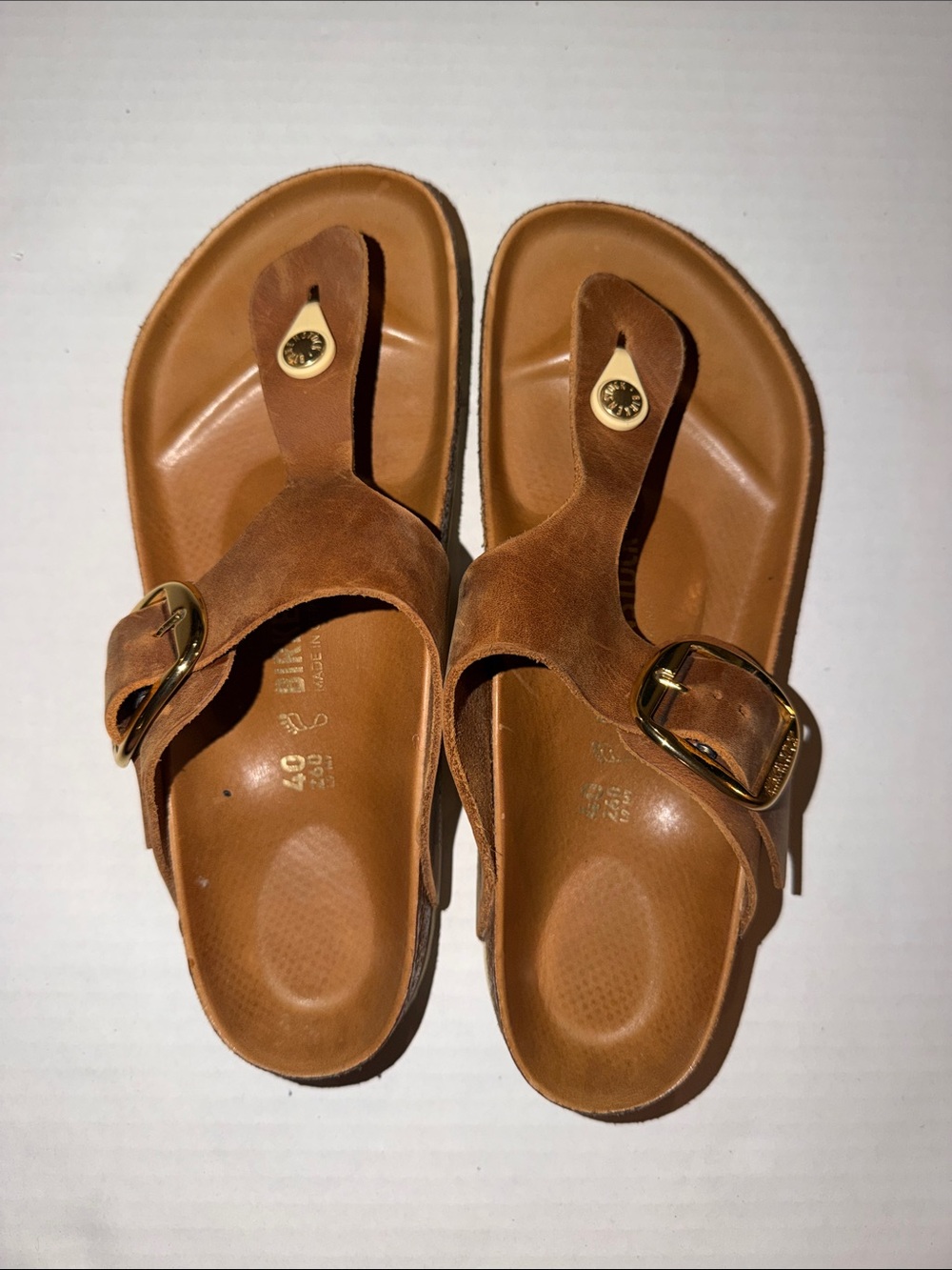 Birkenstock Tan Brown Suede Buckle Toe-Post Sandals